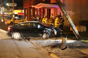 Driver Taken Into Custody after Striking Vehicle, Sheering Pole, Tamaqua (93)