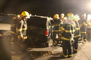 Firefighter Training, Cutting Up A Car, Zeigler's Auto Repair and Towing, Hometown, 9-4-2014 (16)