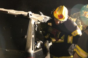 Firefighter Training, Cutting Up A Car, Zeigler's Auto Repair and Towing, Hometown, 9-4-2014 (18)