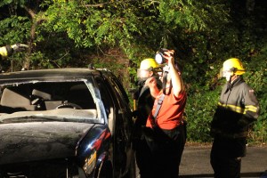 Firefighter Training, Cutting Up A Car, Zeigler's Auto Repair and Towing, Hometown, 9-4-2014 (2)