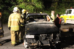 Firefighter Training, Cutting Up A Car, Zeigler's Auto Repair and Towing, Hometown, 9-4-2014 (22)