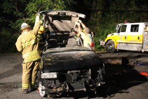 Firefighter Training, Cutting Up A Car, Zeigler's Auto Repair and Towing, Hometown, 9-4-2014 (29)