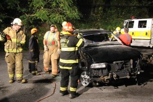 Firefighter Training, Cutting Up A Car, Zeigler's Auto Repair and Towing, Hometown, 9-4-2014 (3)