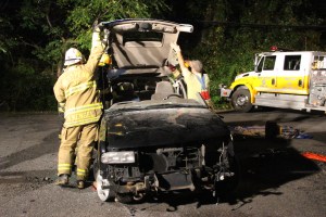 Firefighter Training, Cutting Up A Car, Zeigler's Auto Repair and Towing, Hometown, 9-4-2014 (30)