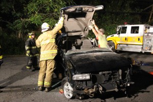 Firefighter Training, Cutting Up A Car, Zeigler's Auto Repair and Towing, Hometown, 9-4-2014 (32)