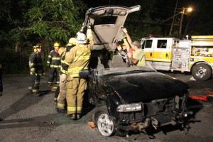 Firefighter Training, Cutting Up A Car, Zeigler's Auto Repair and Towing, Hometown, 9-4-2014 (35)