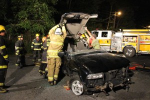 Firefighter Training, Cutting Up A Car, Zeigler's Auto Repair and Towing, Hometown, 9-4-2014 (37)
