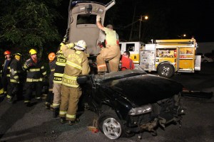 Firefighter Training, Cutting Up A Car, Zeigler's Auto Repair and Towing, Hometown, 9-4-2014 (41)