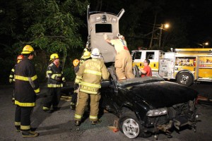 Firefighter Training, Cutting Up A Car, Zeigler's Auto Repair and Towing, Hometown, 9-4-2014 (42)