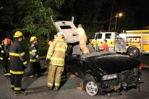 Firefighter Training, Cutting Up A Car, Zeigler's Auto Repair and Towing, Hometown, 9-4-2014 (44)