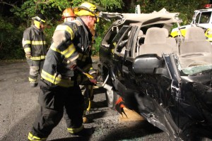 Firefighter Training, Cutting Up A Car, Zeigler's Auto Repair and Towing, Hometown, 9-4-2014 (49)
