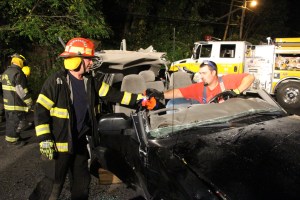 Firefighter Training, Cutting Up A Car, Zeigler's Auto Repair and Towing, Hometown, 9-4-2014 (51)