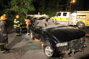 Firefighter Training, Cutting Up A Car, Zeigler's Auto Repair and Towing, Hometown, 9-4-2014 (52)
