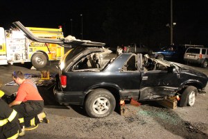 Firefighter Training, Cutting Up A Car, Zeigler's Auto Repair and Towing, Hometown, 9-4-2014 (53)