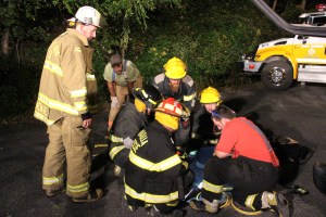 Firefighter Training, Cutting Up A Car, Zeigler's Auto Repair and Towing, Hometown, 9-4-2014 (54)