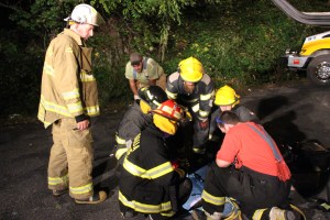 Firefighter Training, Cutting Up A Car, Zeigler's Auto Repair and Towing, Hometown, 9-4-2014 (55)