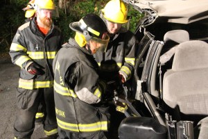 Firefighter Training, Cutting Up A Car, Zeigler's Auto Repair and Towing, Hometown, 9-4-2014 (59)