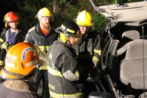 Firefighter Training, Cutting Up A Car, Zeigler's Auto Repair and Towing, Hometown, 9-4-2014 (60)