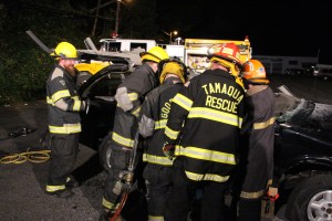 Firefighter Training, Cutting Up A Car, Zeigler's Auto Repair and Towing, Hometown, 9-4-2014 (62)