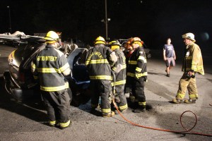 Firefighter Training, Cutting Up A Car, Zeigler's Auto Repair and Towing, Hometown, 9-4-2014 (63)