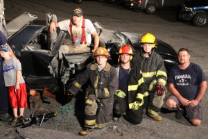 Firefighter Training, Cutting Up A Car, Zeigler's Auto Repair and Towing, Hometown, 9-4-2014 (76)