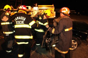 Firefighter Training, Cutting Up A Car, Zeigler's Auto Repair and Towing, Hometown, 9-4-2014 (83)