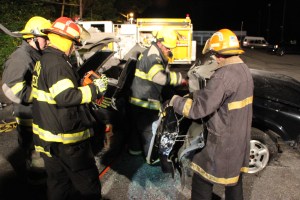 Firefighter Training, Cutting Up A Car, Zeigler's Auto Repair and Towing, Hometown, 9-4-2014 (84)