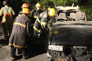 Firefighter Training, Cutting Up A Car, Zeigler's Auto Repair and Towing, Hometown, 9-4-2014 (87)