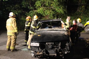 Firefighter Training, Cutting Up A Car, Zeigler's Auto Repair and Towing, Hometown, 9-4-2014 (9)