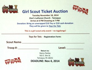 Girl Scout Ticket Auction 2014,Tamaqua and Panther Valley Girl Scouts (2)