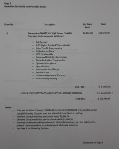 Quote from Green's Communications regarding digital police radios, Tamaqua (2)