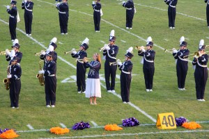 Raider Marching Band during Football Game, Sports Stadium, Tamaqua, 9-19-2014 (130)