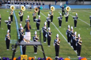 Raider Marching Band during Football Game, Sports Stadium, Tamaqua, 9-19-2014 (140)