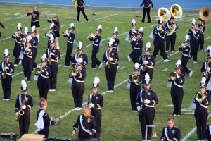 Raider Marching Band during Football Game, Sports Stadium, Tamaqua, 9-19-2014 (146)