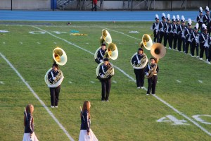 Raider Marching Band during Football Game, Sports Stadium, Tamaqua, 9-19-2014 (21)