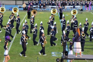 Raider Marching Band during Football Game, Sports Stadium, Tamaqua, 9-19-2014 (211)