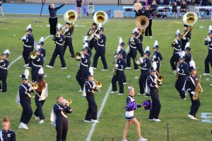 Raider Marching Band during Football Game, Sports Stadium, Tamaqua, 9-19-2014 (212)