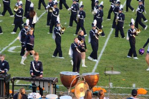 Raider Marching Band during Football Game, Sports Stadium, Tamaqua, 9-19-2014 (213)