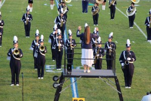 Raider Marching Band during Football Game, Sports Stadium, Tamaqua, 9-19-2014 (70)