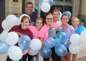 From left are Skylar Clouser, Bethany Moore, Caryn Matz, Danika Beers, Mia Hess and Lauren Fritzinger. Also pictured is father and volunteer Adam Fritzinger.