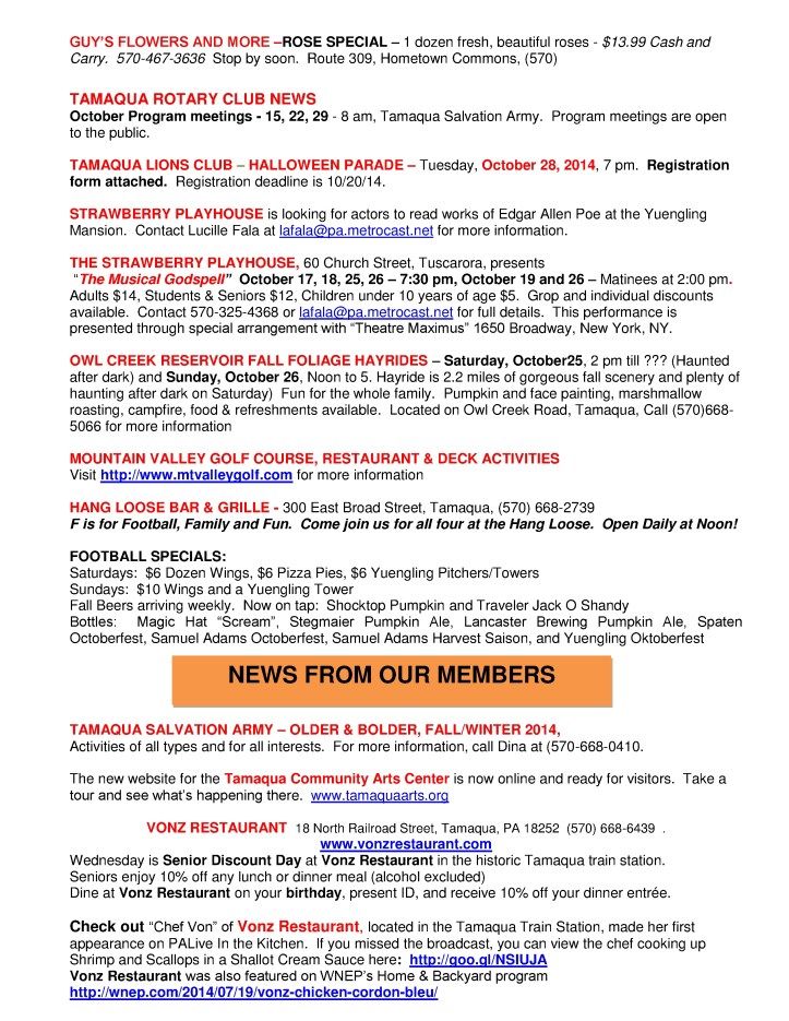 10-10-2014, Tamaqua Chamber of Commerce, Chamber Chatters4
