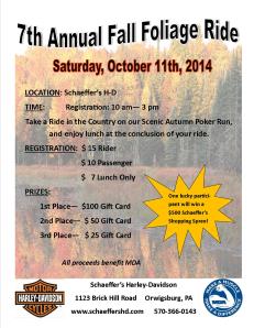 10-11-2014, Fall Foliage Motorcycle Ride, Schaeffer's Harley Davidson, Orwigsburg