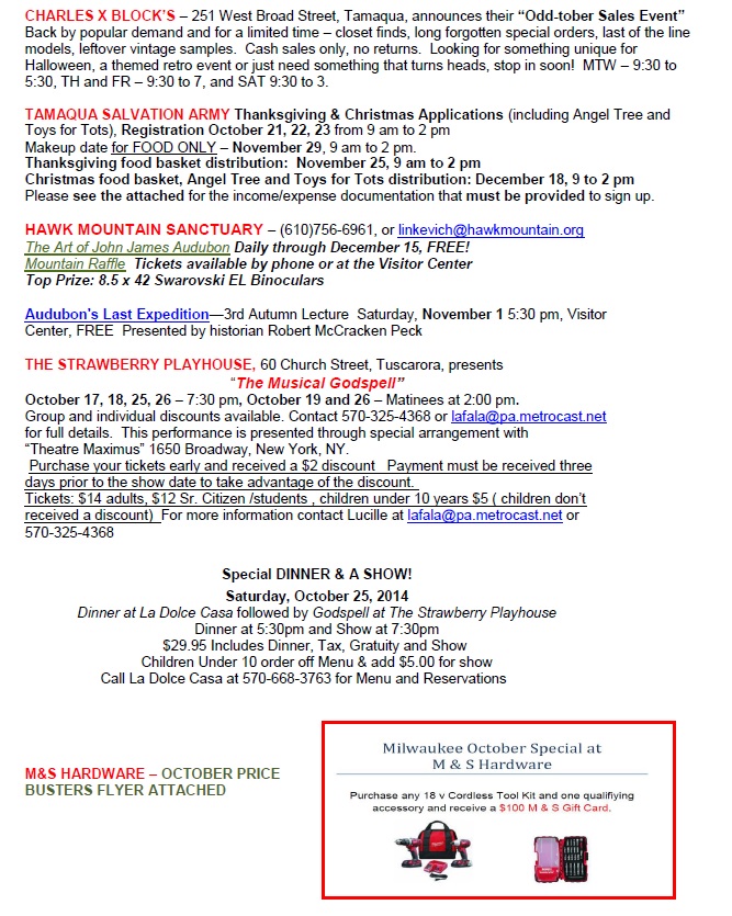 10-17-2014, Tamaqua Chamber of Commerce, Chamber Chatters (3)