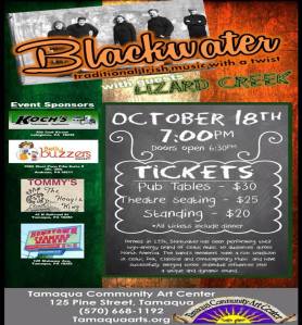 10-18-2014, Blackwater, Lizard Creek, perform, Community Arts Center, Tamaqua