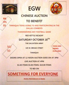 10-19-2014, Chinese Auction, Salvation Army, Tamaqua