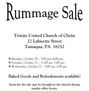 10-20-2014, Rummage Sale, Trinity UCC, Tamaqua