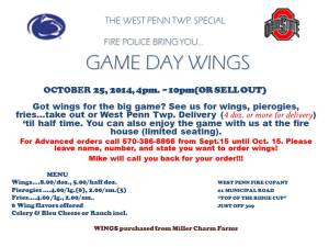 10-25-2014, Game Day Wings Sale, West Penn Fire Company, West Penn
