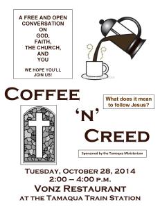 10-28-2014, Coffee n Creed FLYER, Vonz Restaurant, Tamaqua (2)-page-001