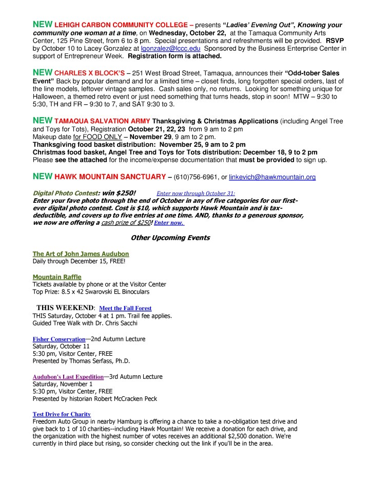 10-3-2014, Tamaqua Chamber of Commerce, Chamber Chatters2