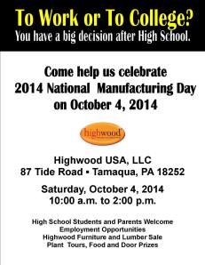 10-4-2014, Open House, Student Career Fair, National Manufacturing Day, Highwood USA, Hometown